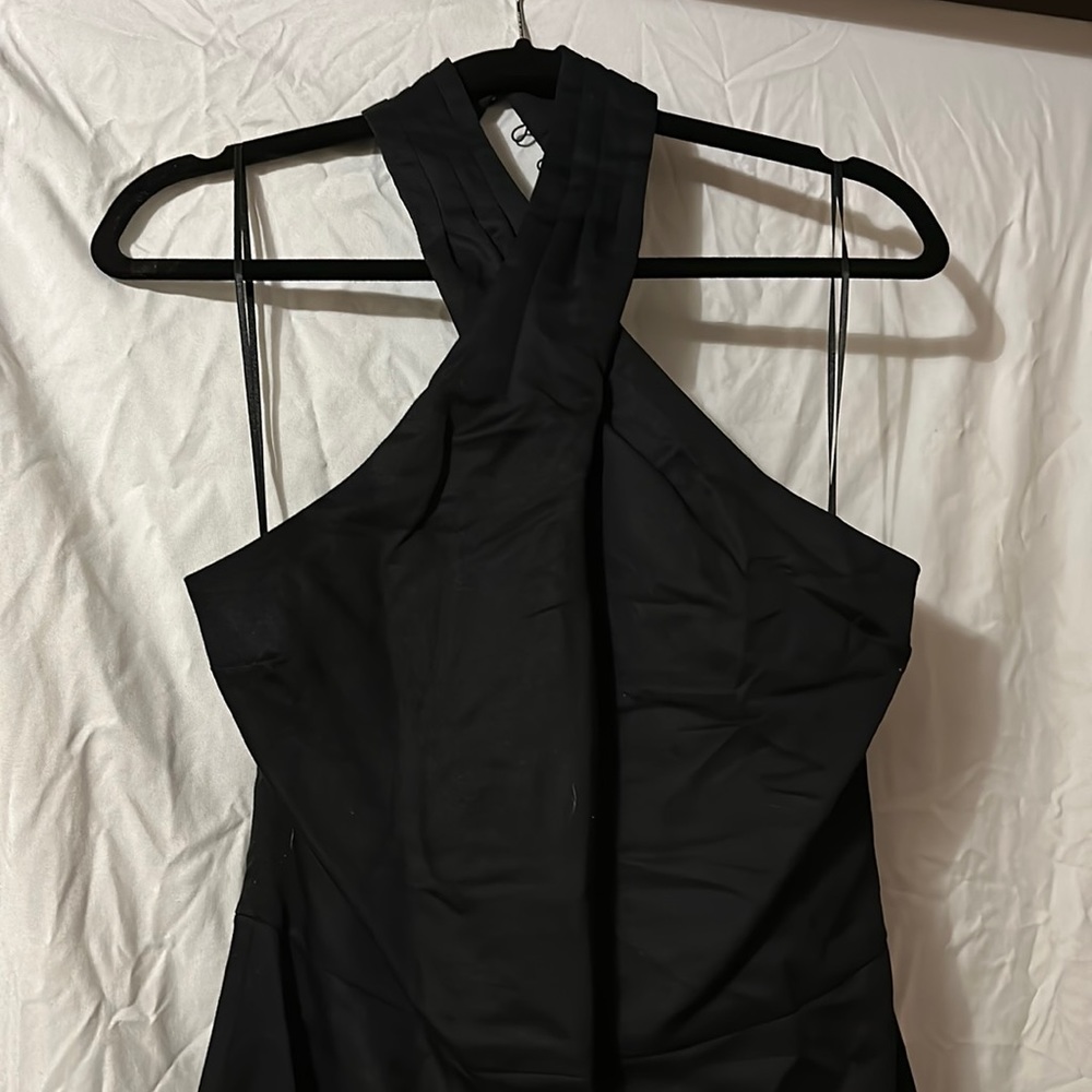 Perfect little black dress for summer! Linen and cotton blend with halter neck.